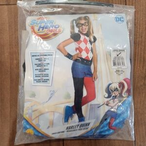 DC Super Hero Girls Harley Quinn Costume Red Black White youth size L 12 14